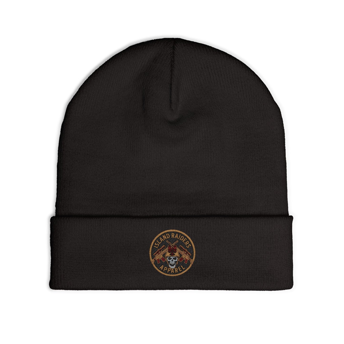 Cozy Knit Island Raiders Beanie with Embroidered Design, Winter Hat for Men and Women.