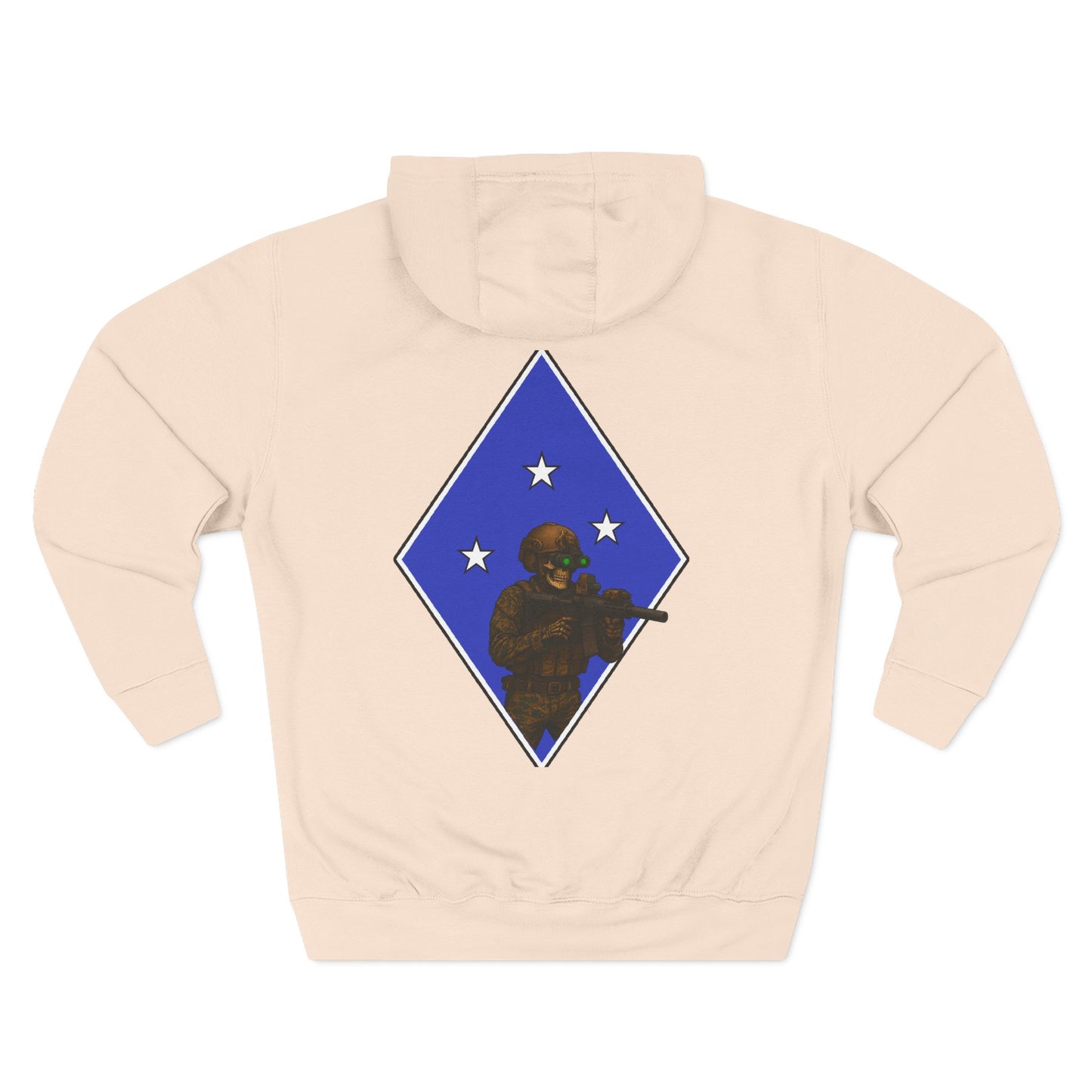 Fleece Hoodie - Tactical Skeleton Blue Diamond Military Inspired