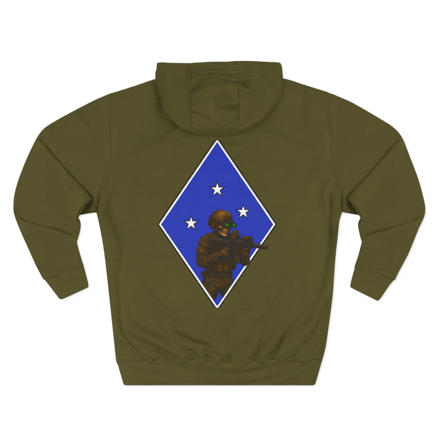 Fleece Hoodie - Tactical Skeleton Blue Diamond Military Inspired