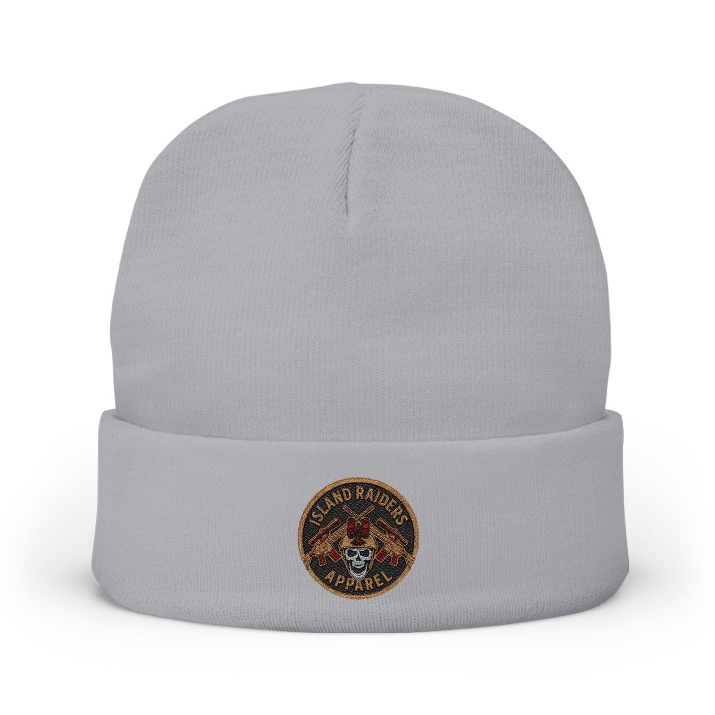 Cozy Knit Island Raiders Beanie with Embroidered Design, Winter Hat for Men and Women.