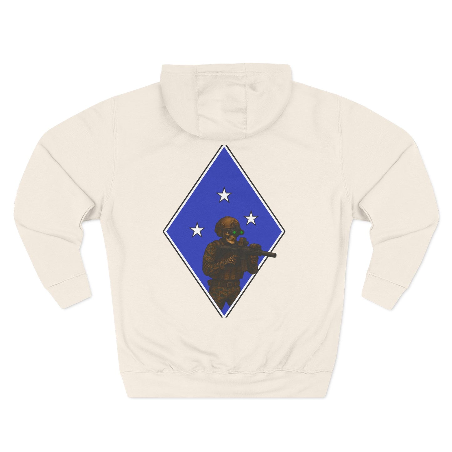 Fleece Hoodie - Tactical Skeleton Blue Diamond Military Inspired