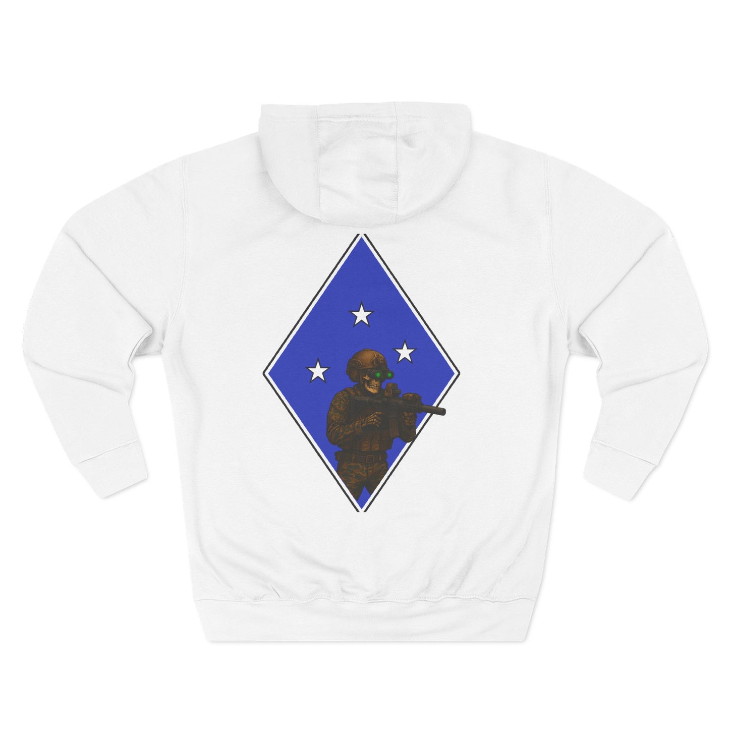 Fleece Hoodie - Tactical Skeleton Blue Diamond Military Inspired