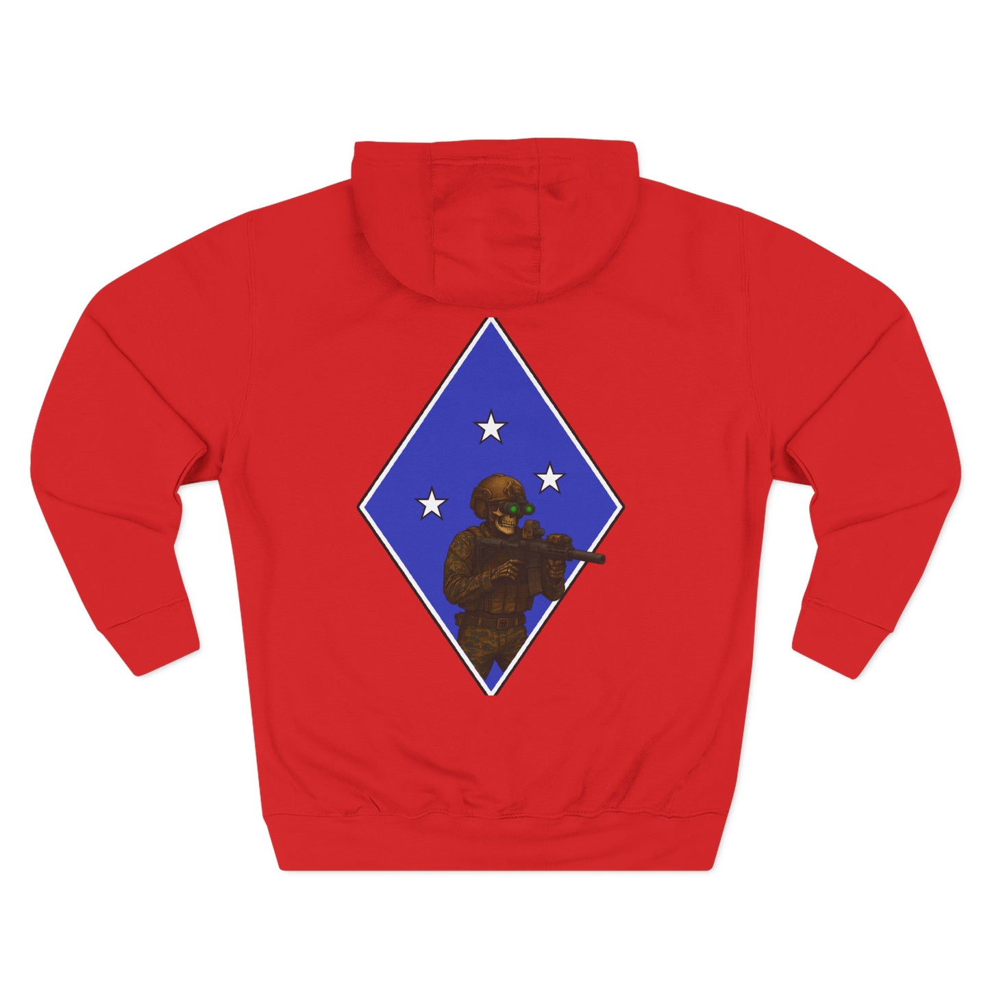 Fleece Hoodie - Tactical Skeleton Blue Diamond Military Inspired