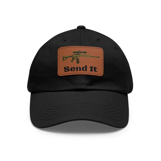 Tactical Dad Hat, Military Cap for Outdoors, Leather Patch, Gift for Dad, Hunting Enthusiast, Adjustable Baseball Hat