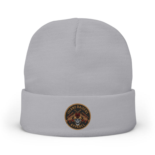 Cozy Knit Island Raiders Beanie with Embroidered Design, Winter Hat for Men and Women.