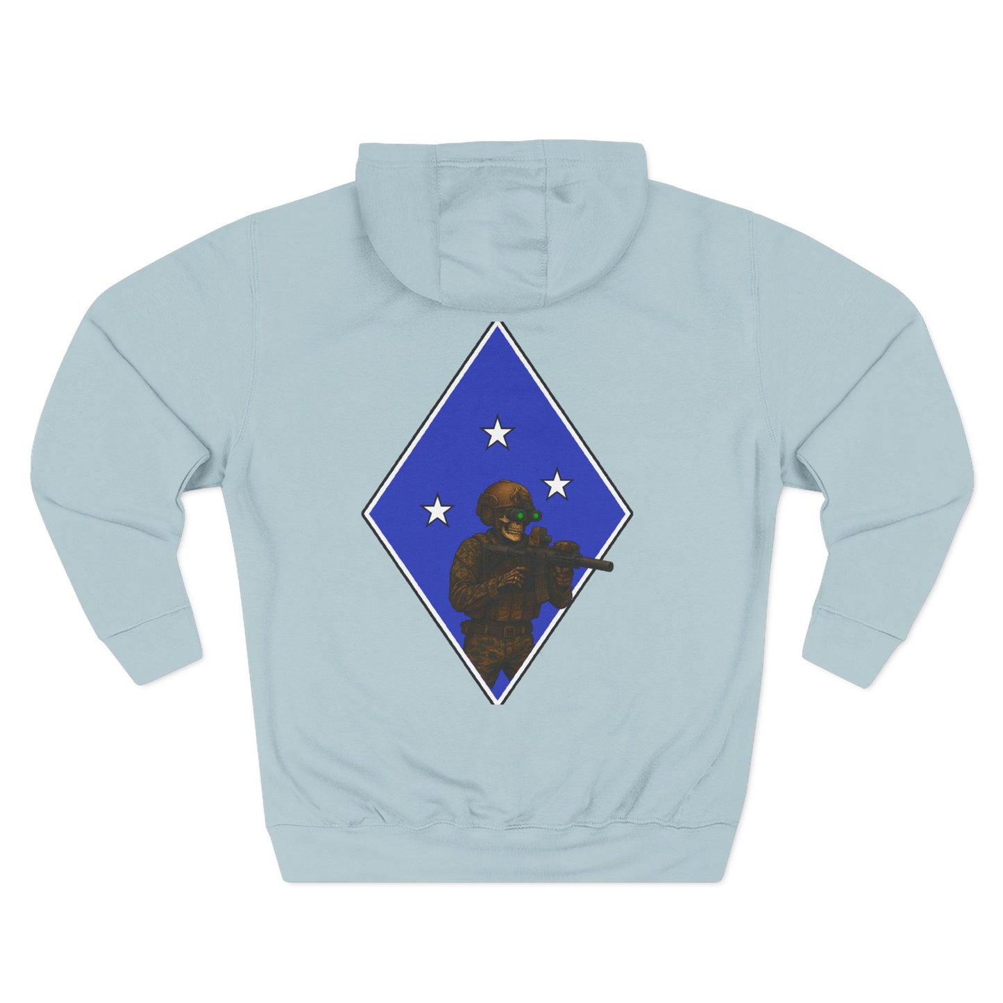 Fleece Hoodie - Tactical Skeleton Blue Diamond Military Inspired